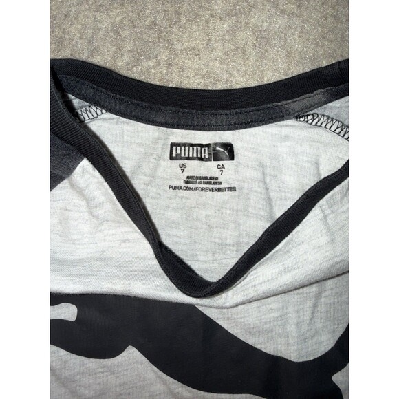 Puma Boys Size 7 Raglan Sleeve Shirt, Black/gray - Picture 2 of 3